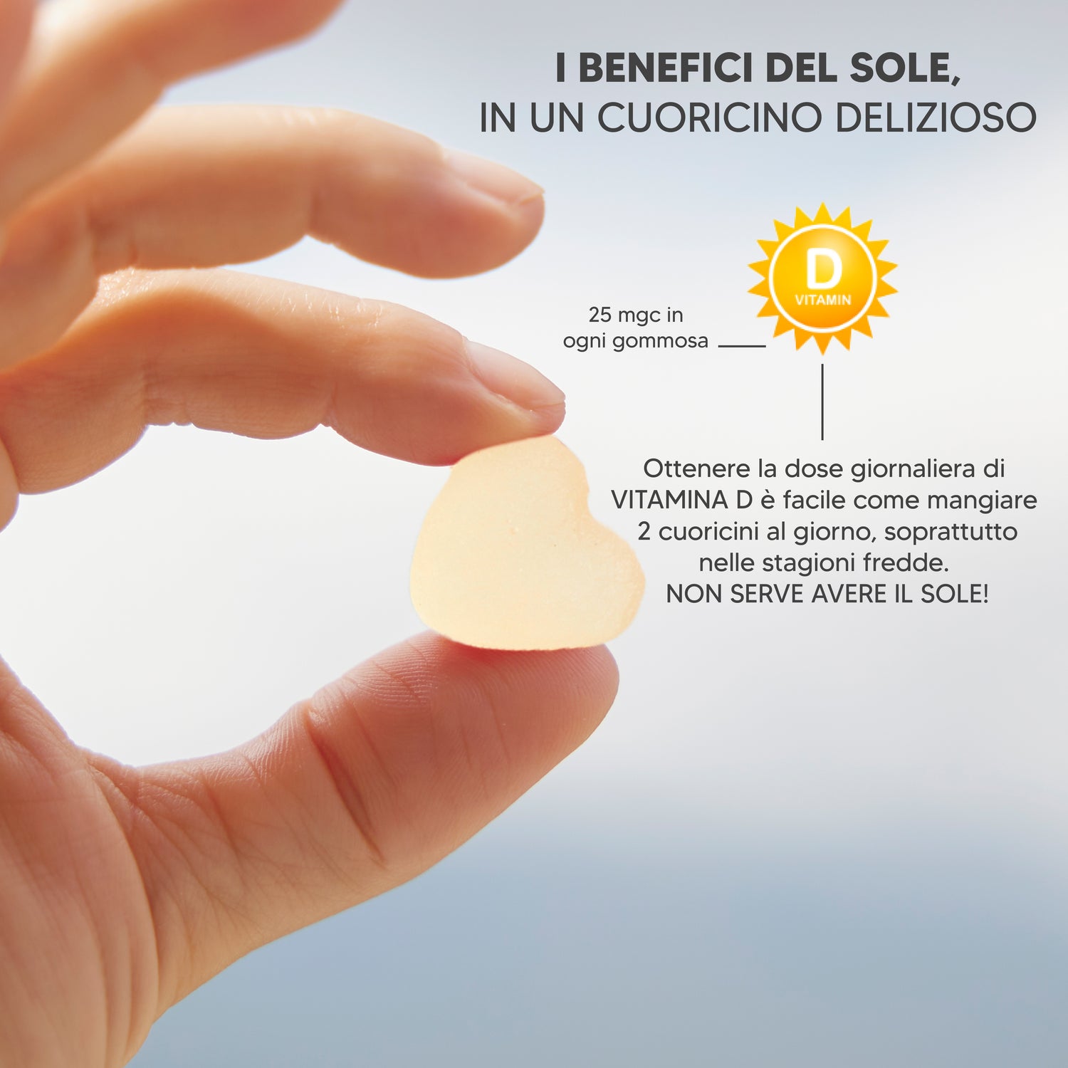 Gummyvit Vitamin D (Senza zucchero) - per apporto di vitamina D, salute di ossa e muscoli